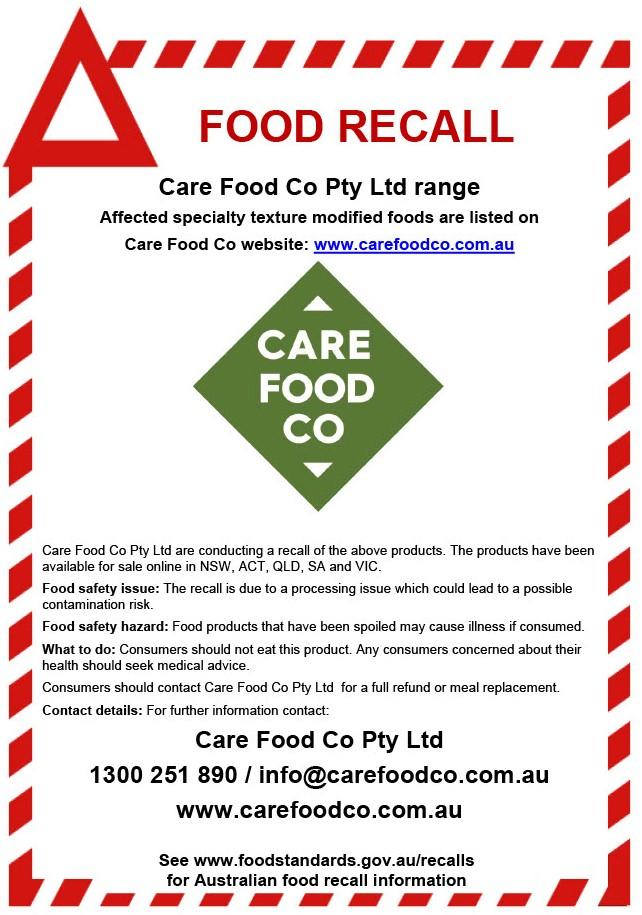 Food Recall - Care Food Co. | Ararat